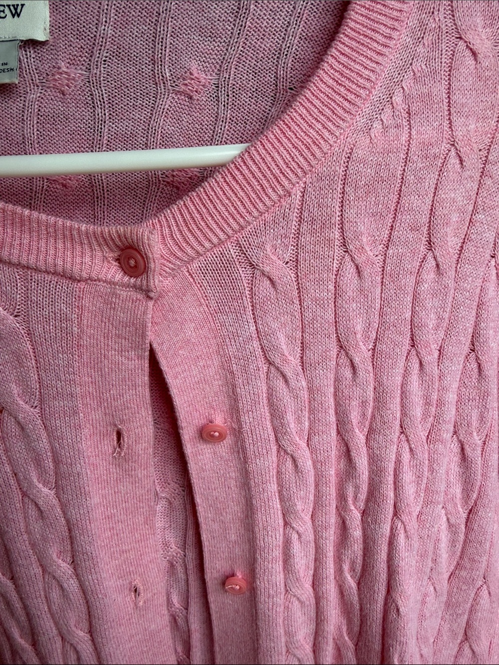 J. Crew Light Pink Cable Knit Button-Front Cardigan - Picture 5 of 6